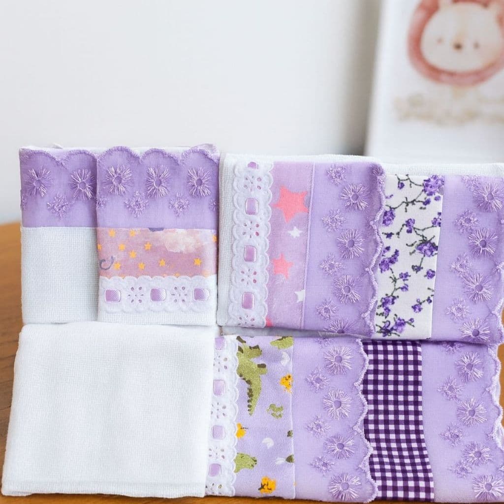 Fralda de Boca Para Bebe Fraldinhas Luxo Toalha Babete Kit 5 Unidades Enxoval Menina Lilás