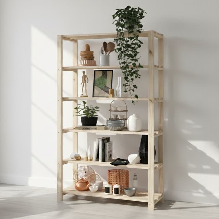 Estante Com 6 Prateleiras de Madeira Maciça Pinus 170x80 Aparador Multiuso Organizador