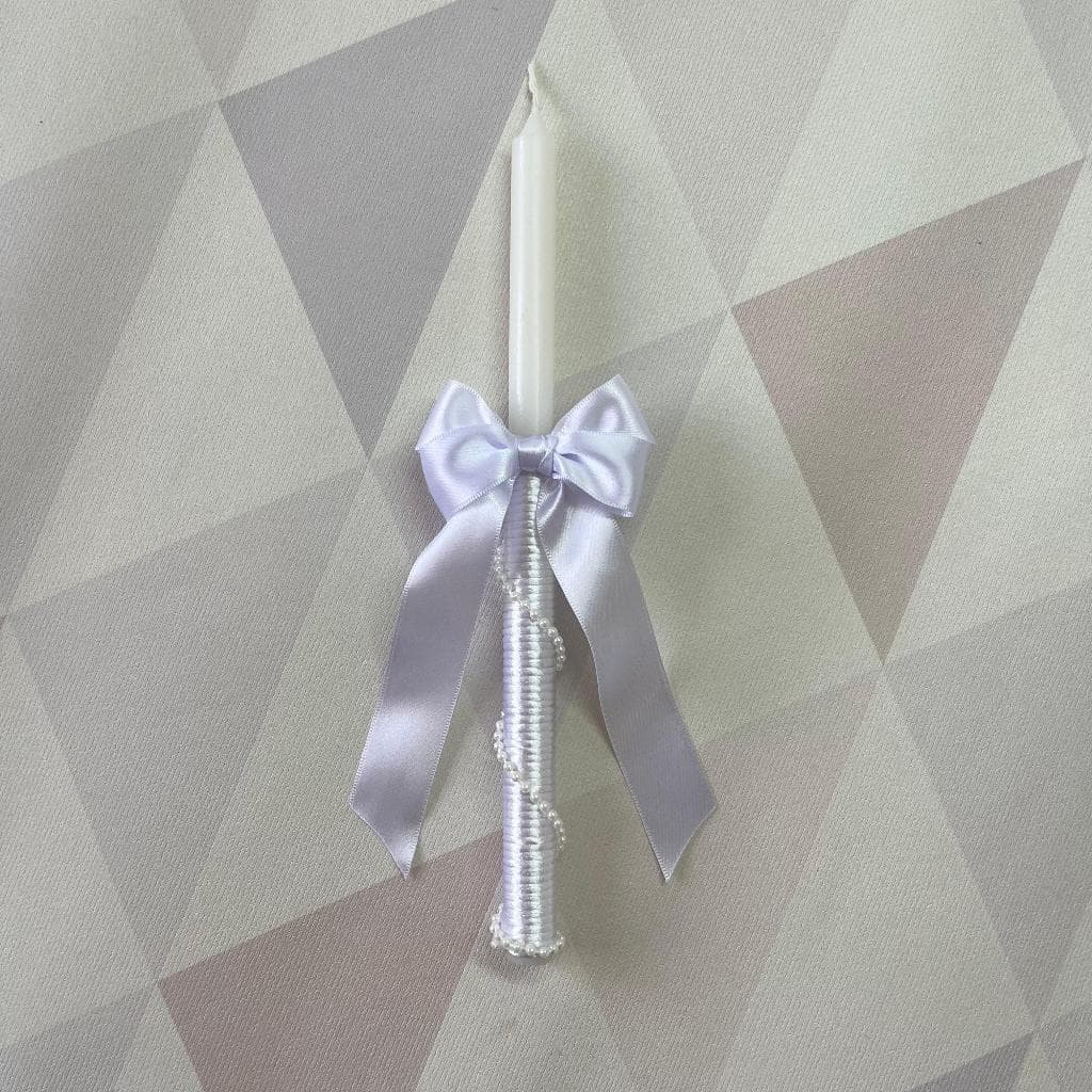 Vela para Batizado Batismo Eucaristia Crisma Comunhão Decorada com Laço Lembrança Luxo