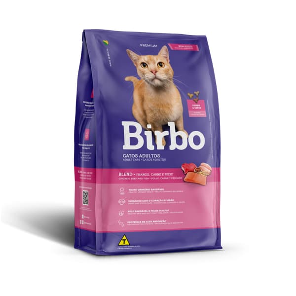 Ração Gato Birbo Blend Mix Frango Carne Peixe 1kg