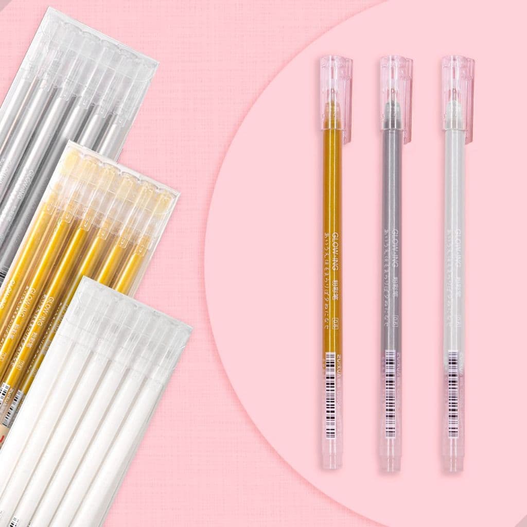 Kit 12 Canetas Gel 0.6mm Branca Prata Dourada Ponta Fina Alta Precisão Desenho Lettering