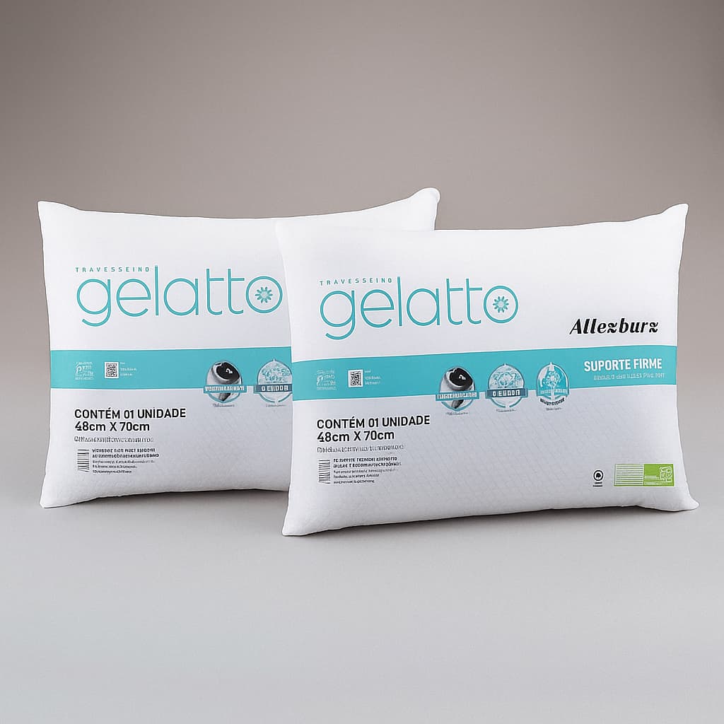 Kit 2 Travesseiros Gelatto Altenburg Antialérgico Suporte Firme Refrescante Toque Gelado Lavável