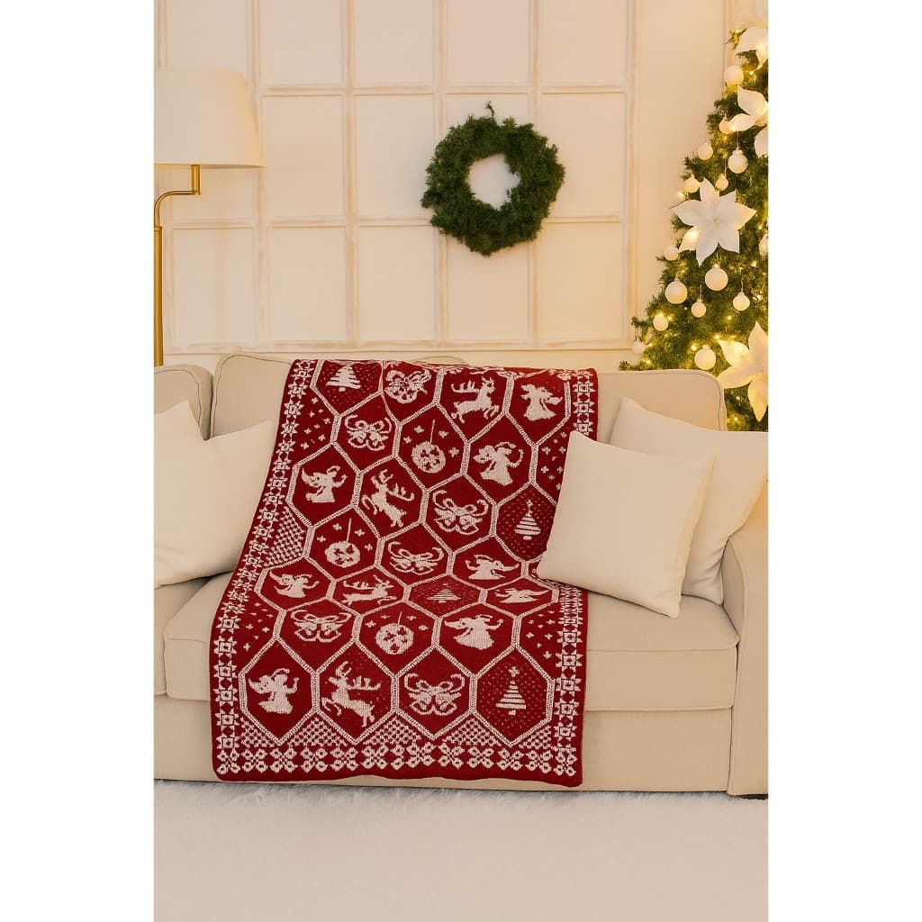 Manta Natal Decorativa Enfeite Natalina Tricô Sofá Poltrona
