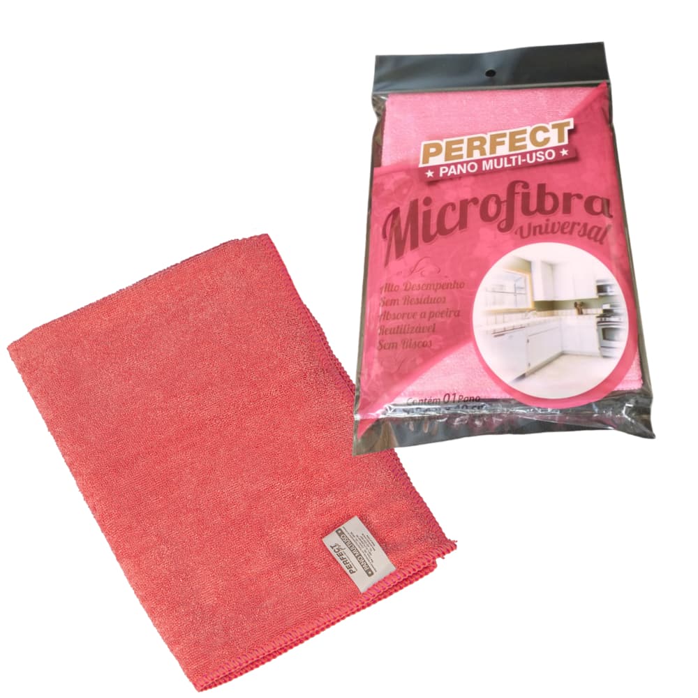 Pano Toalha de Microfibra 40x40cm Multiuso  Perfect Limpa Vidros Eletrônicos Parabrisa de Carro, Sem Fiapos e Sem Riscos