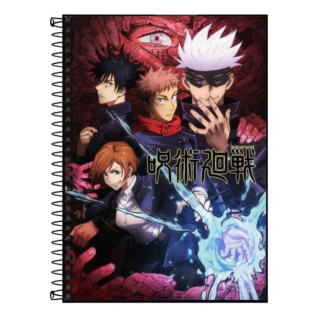 Caderno escolar de jujutsu kaisen gege , gojo, sukuuna,itadori e yuta - 01,10,15 e 20 materias - bons para estudar