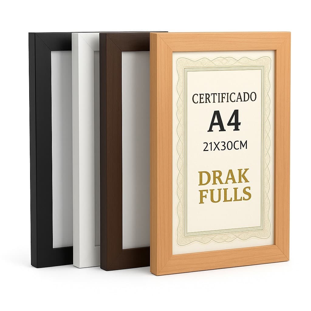 kit 5 Molduras Para Quadro A4 Diploma C/Acetato Certificado 21x30cm C/MDF