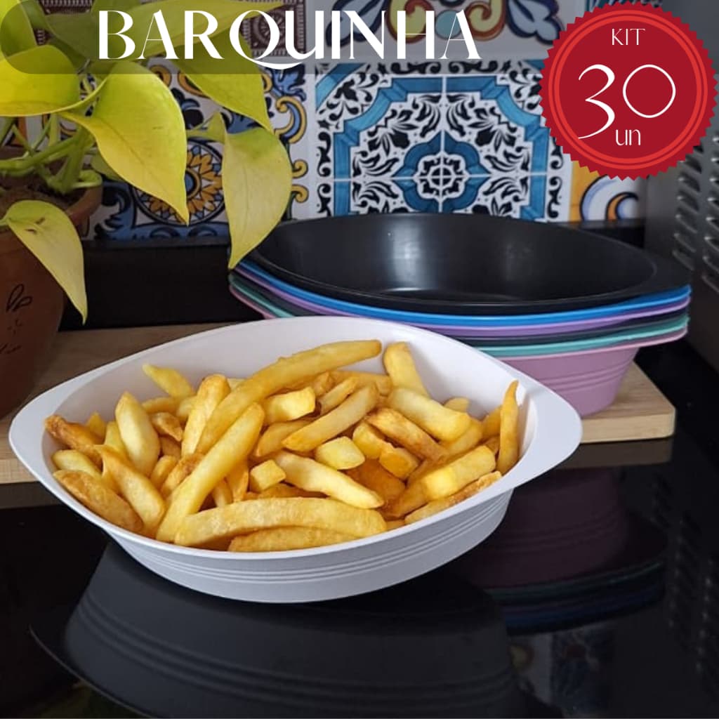 Kit 30 Cumbucas Para Servir Batata Frita Salgadinhos Caldos Sopas Salada Kit de Bowl Para Petiscos