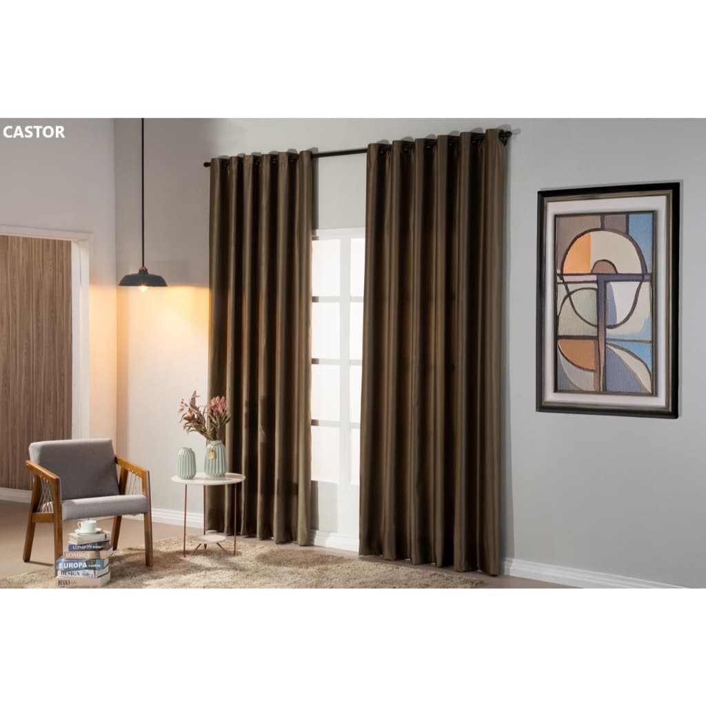 Cortina Cetim Semi Blackout Luxo 1,70mx2,80m Para Sala e Quarto - Para Varão Simples
