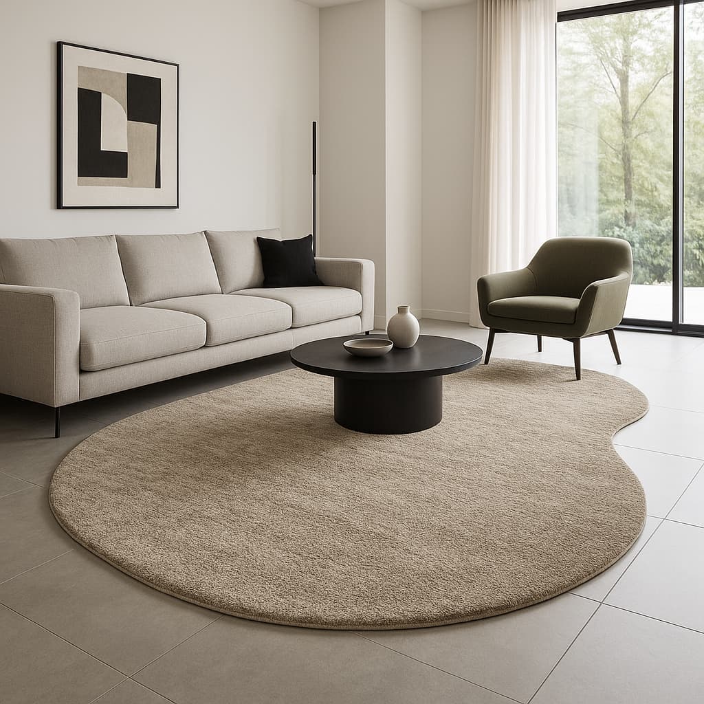 Tapete Orgânico Oval Tendencia na Decoração 2,5 mts