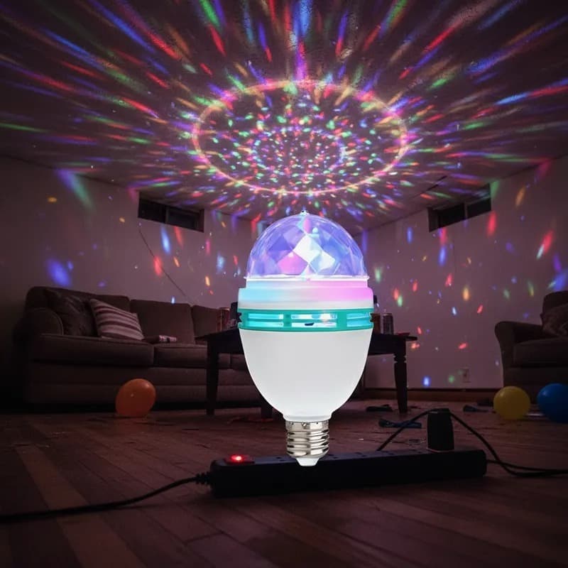 lampada led luz colorida giratória globo de luz e soquete balada festa