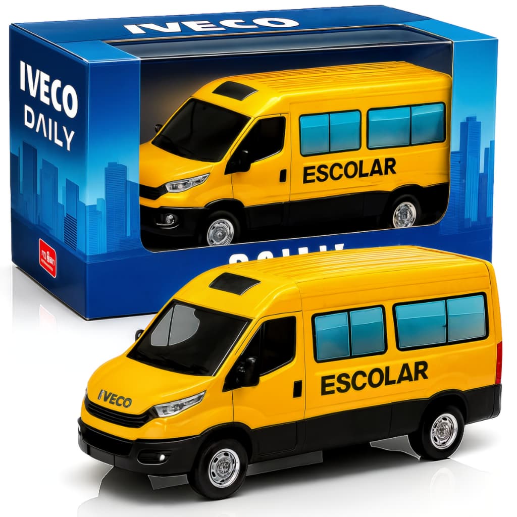 Perua Van Iveco Daily Escolar Brinquedo Realista Abre Portas