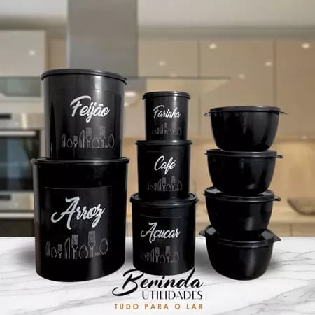 Kit Potes Para Mantimentos 5 Mantimento + 4 bowl Para condimentos integral