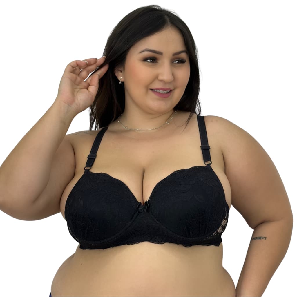Sutiã Com Bojo Plus Size de Renda Sensual Conforto Reforçado Sutian Feminino Premium