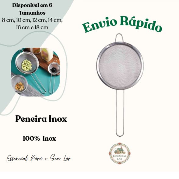 Peneiras Inox 6 Tamanhos Aço Inoxidável KIT LEVE MAIS PAGUE MENOS Coador para Chá Suco Farinha Peneirar Coar Sopa Leite
