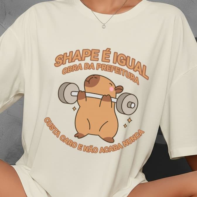 Camiseta Camisa Oversized 100%Algodão  Feminina Treino Academia Fitness Musculação Maromba Capivara