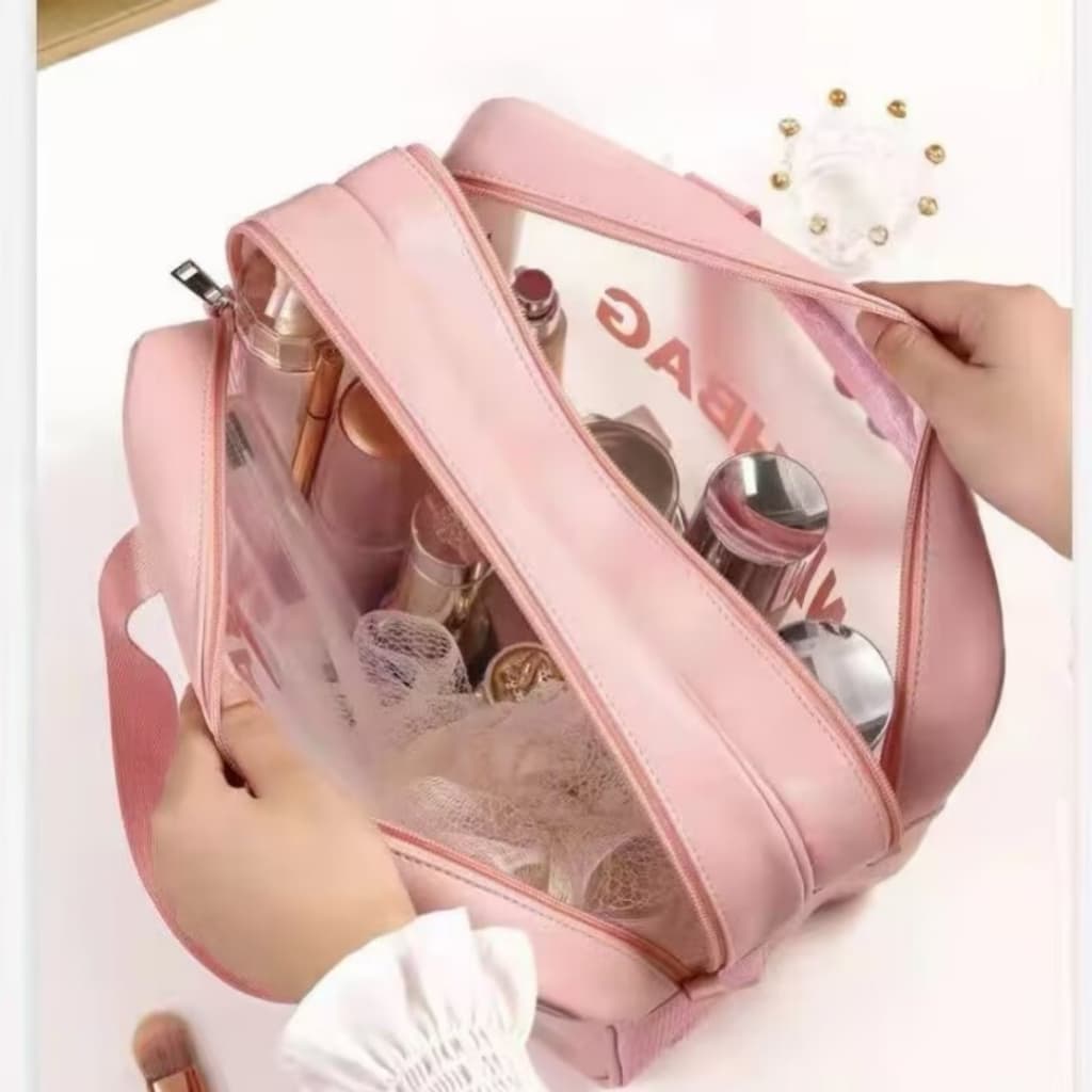 Necessaire Organizadora Bolsa com Alça De Mão Para Maquiagem Viagem Feminina Multiuso