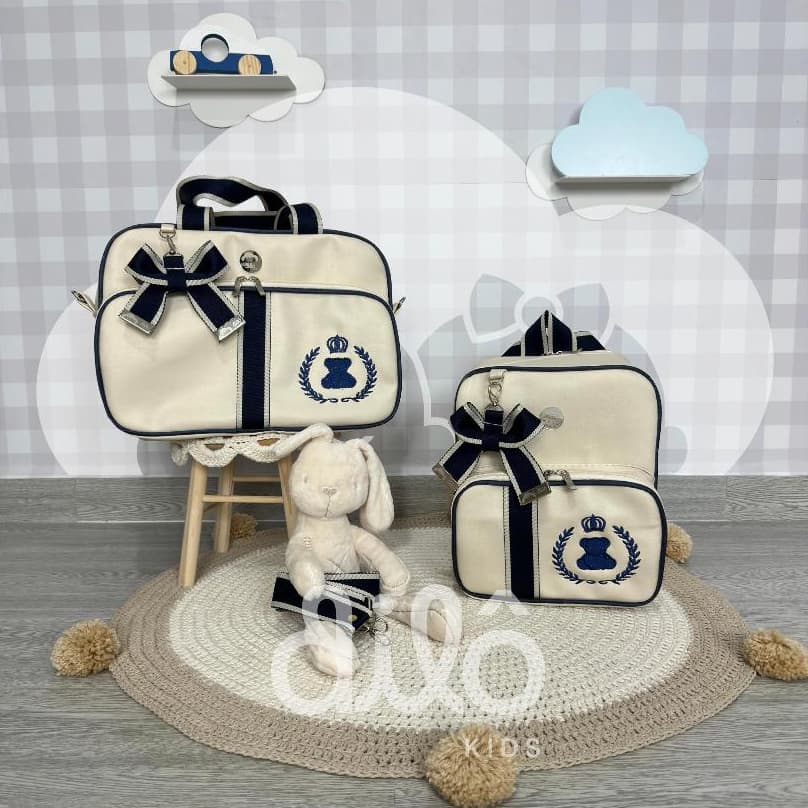 Kit de bolsas maternidade para menino, bordados variados e personalizados. Bolsas de luxo, Dilô Kids