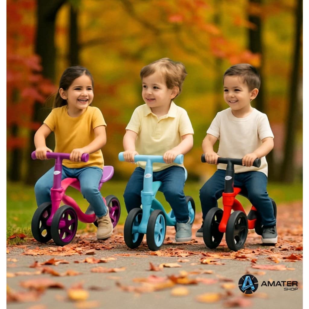 Bicicleta De Equilíbrio Infantil Futurista Sem Pedal 4 rodas-Azul Rosa Vermelha Menino Menina