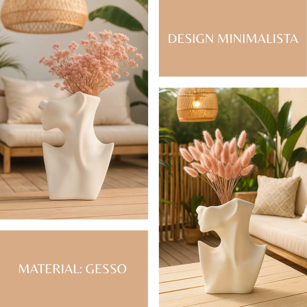Vaso Feminino Decorativo Escultura Rosto de Mulher Pequeno para Ambientes