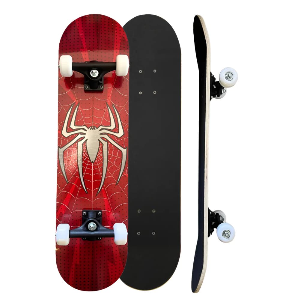 Skate Montado Completo Até 70kg - Skate Infantil Spider Aranha Branca