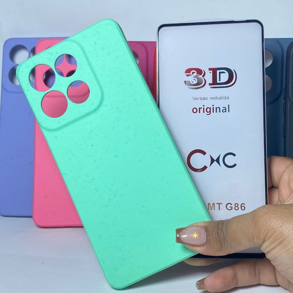 CAPA G86 + Película 3D Kit Motorola Capinha Case Protetora Celular Silicone