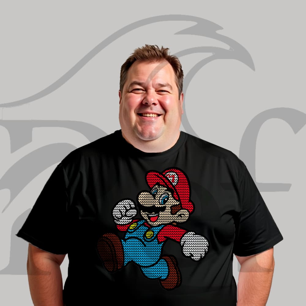 Camiseta Camisa Plus Size Masculina Streetwear Mário Corpo Inteiro 049 Malha Penteada Algodão Premiu
