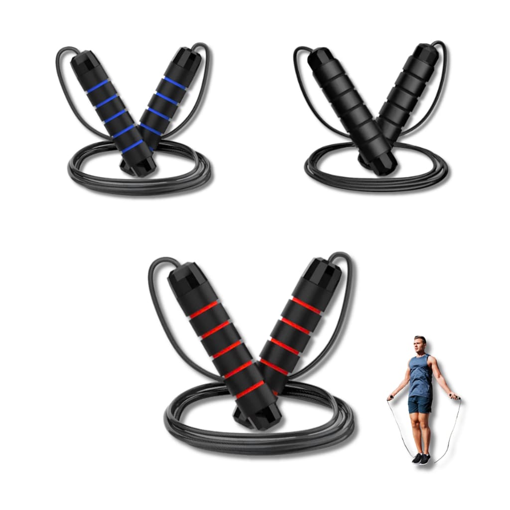 Speed Rope Corda de Pular Profissional Cabo de Aço 3m com Rolamento Duplo Ajustável e Pegadores Antiderrapantes