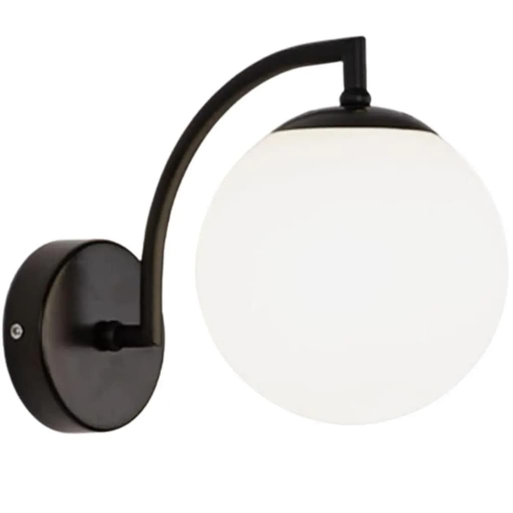 Arandela de parede  Modelo Jabuticaba  Globo de vidro Preta de alumínio decoração e luz
