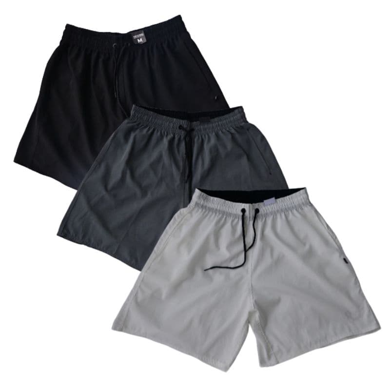 Kit 3 Shorts Tactel Elastano Bermuda Calção Para Treino Academia