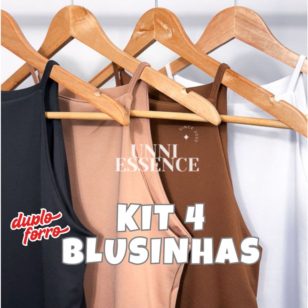 KIT 4 Regatas ALCINHA Basica Casual Blusa Feminina Suplex Duplo Blogueira Tendencia