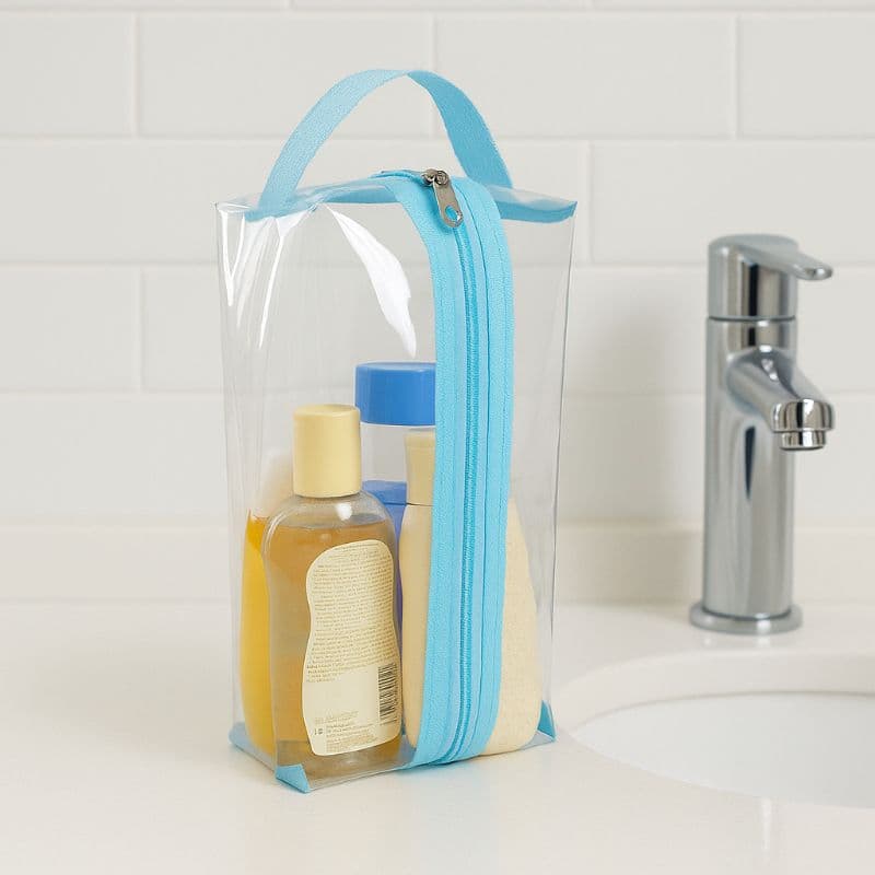 Nécessaire box/baú GRANDE em plástico cristal transparente /porta shampoo/viagem/maquiagem