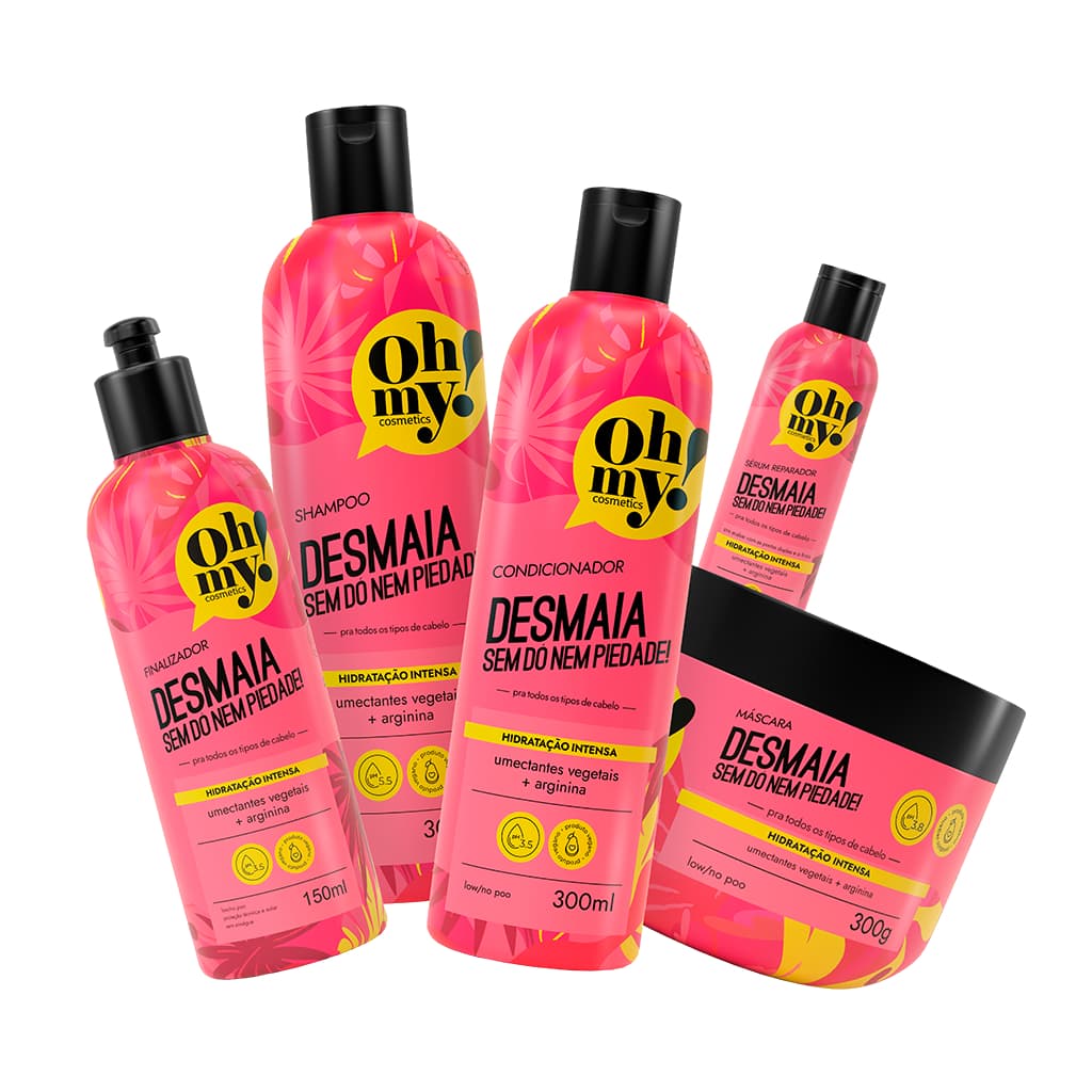 Shampoo Condicionador Mascara 300ml/gr + Finalizador e Serum Desmaia Sem Dó Nem Piedade!  Oh My!