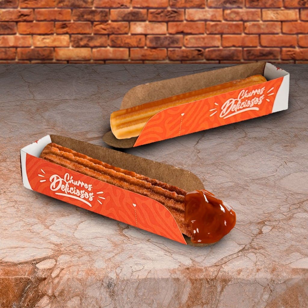 Caixinha Embalagens Para Churros 100 Unidades Colorida