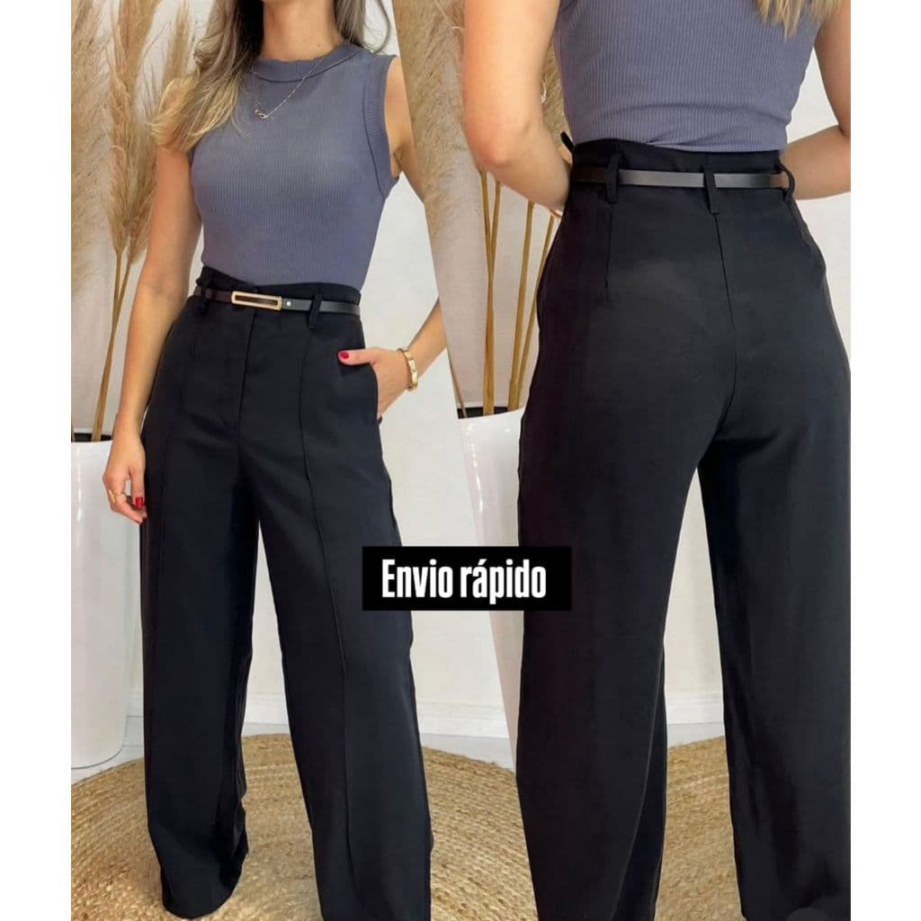 Calça Pantalona Alfaiataria elegante Social Premium Wide Leg Com Cinto Para Trabalho lançamento moda