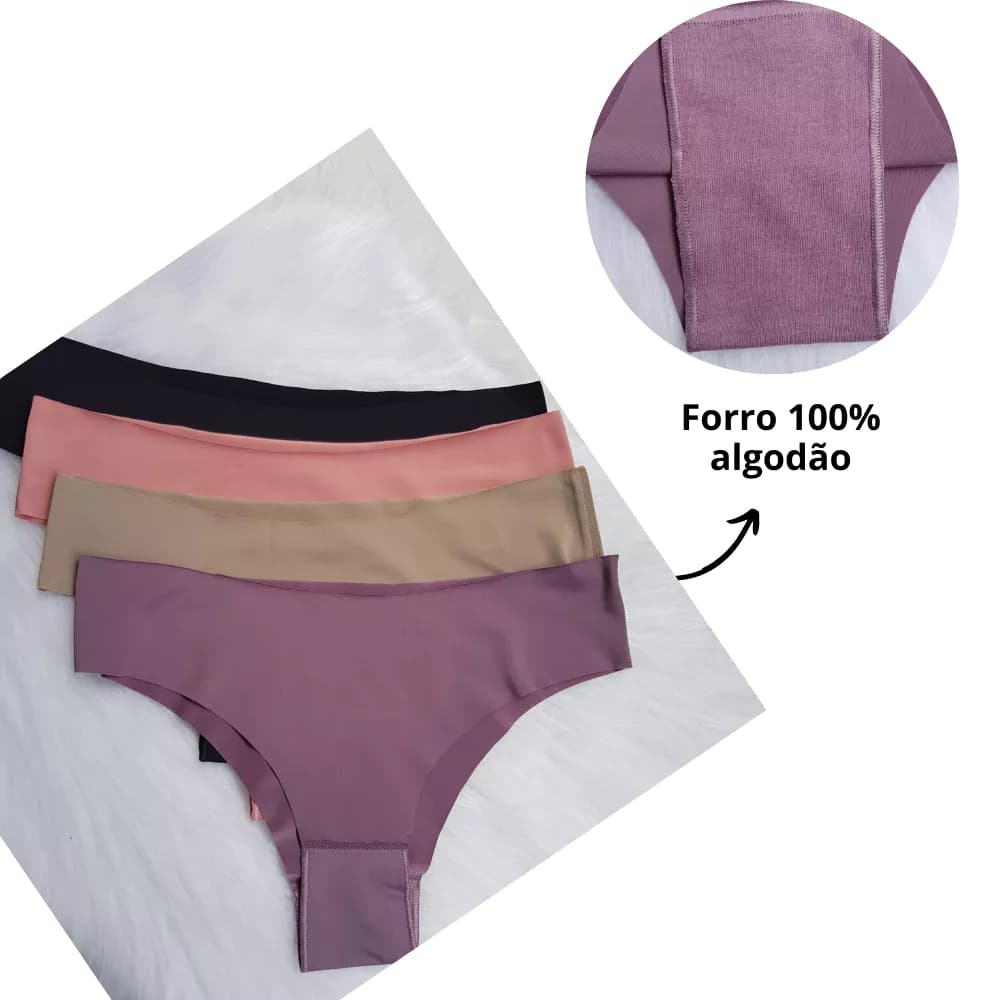 Kit Com 5 Calcinhas Sem costura Tanga corte a Laser PROMOÇÃO