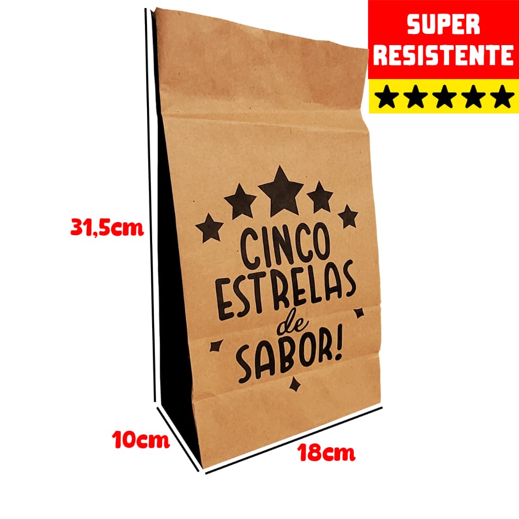 Saco Kraft Embalagem de Papel Craft Para Delivery com 50 und