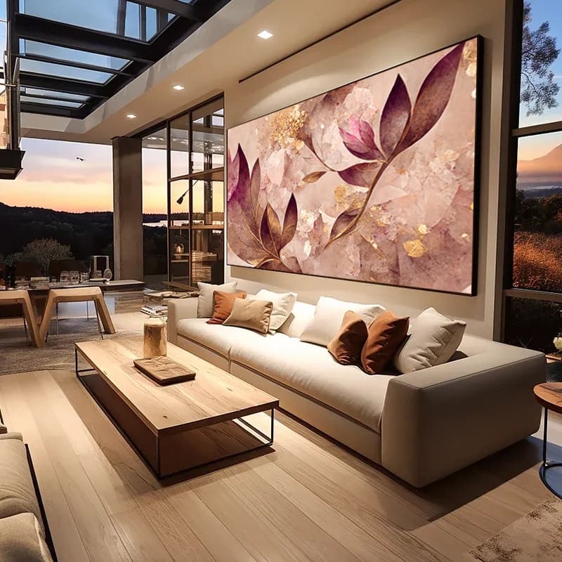 Quadro Decorativo Floral Rose Para Sala Hall