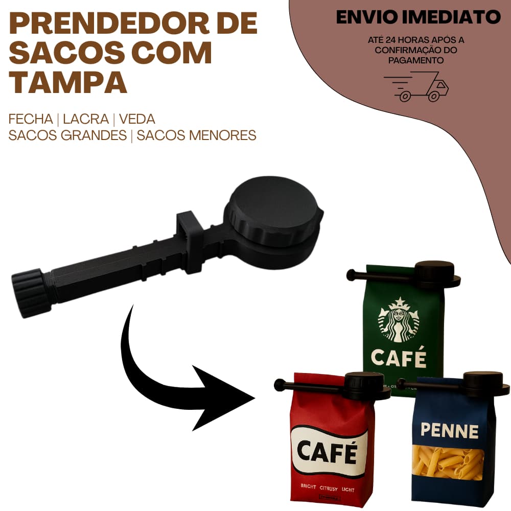 Prendedor Clipe Para Fechar e Vedar Embalagens Com Tampa Lacre Fecha Sacos de Comidas