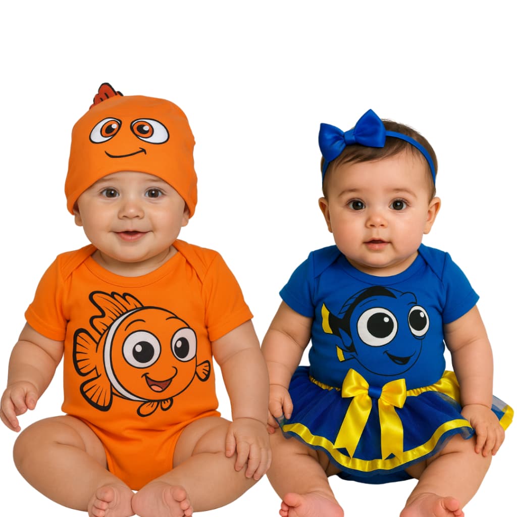 Body Bebê Infantil Unissex Mêsversário Temático Do Nemo e Dory Super Confortável Linha Premium