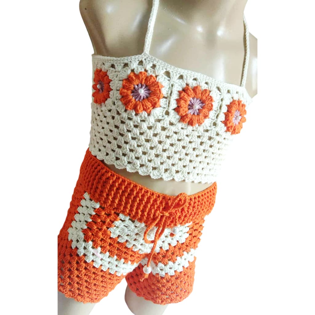 Conjunto em Infantil crochê Short Blogueirinha Short e Cropped infantil