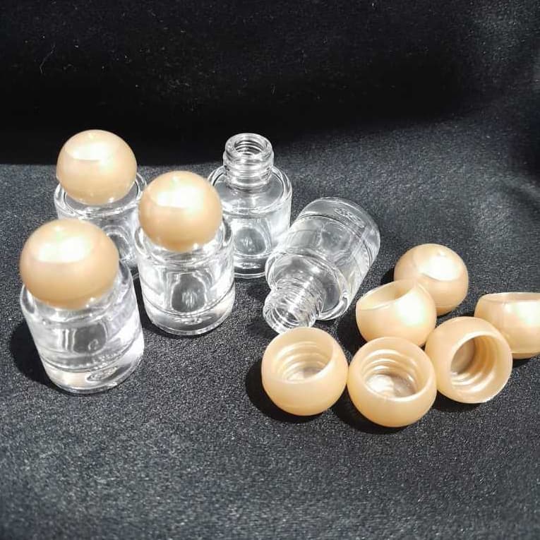 10/30 Mini Frasco em Vidro 5ml Tampa Bola Pérola Dourada R13 410 Para Perfumes, Essência, Óleo