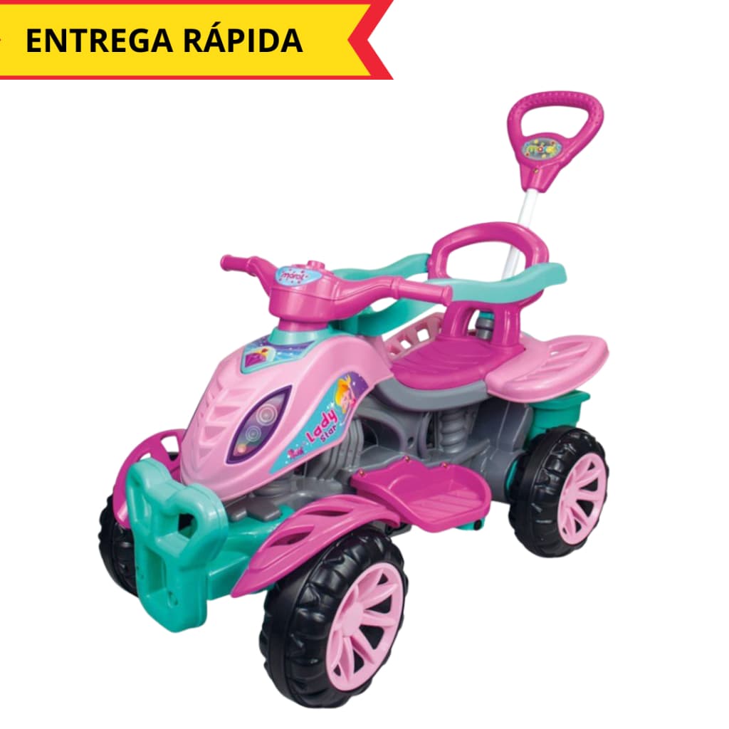 Carrinho Passeio Infantil Quadriciclo Haste Pedal Triciclo Criança Brinquedo Conforto Segurança