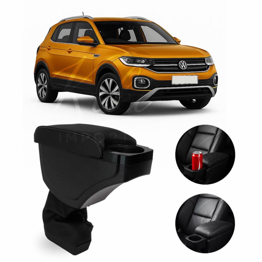 Apoio de Braço Encosto T-Cross 2019 a 2025 Console Central C/ Porta Copos e Porta Objetos