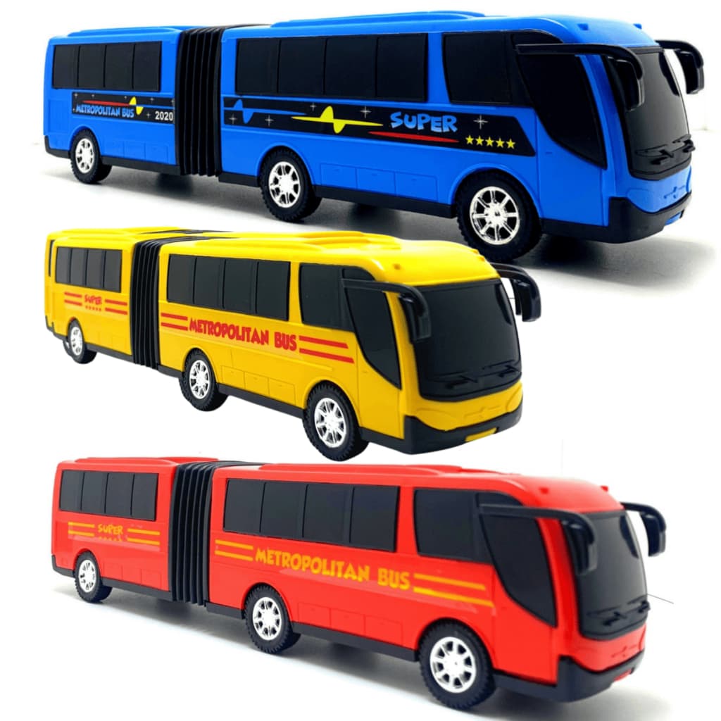 Kit 3 Ônibus Articulado Metropolitan Bus Brinquedo Infantil Menino Presente