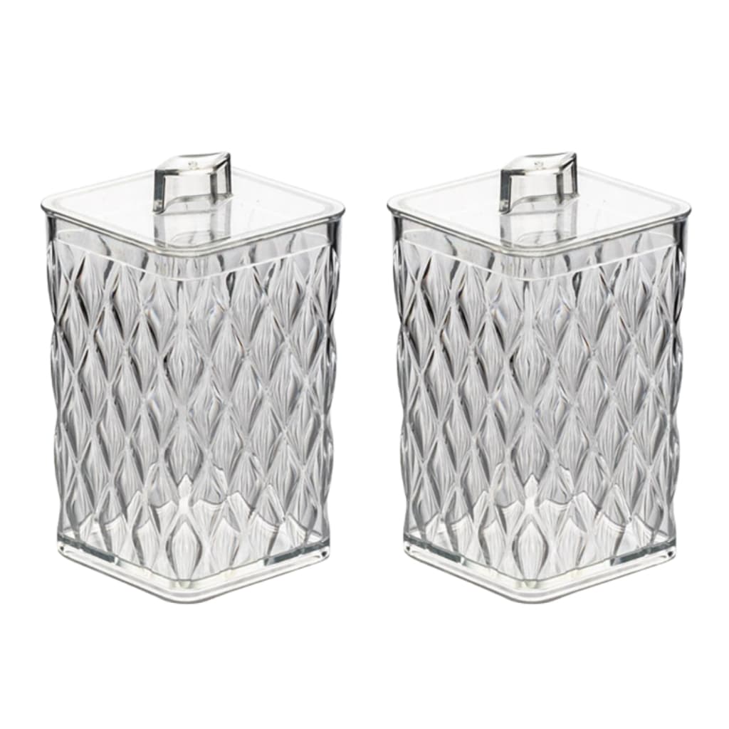 Kit 2 Porta Algodão Cotonete Com Tampa Acrílico Para Lavabo Mesa Banheiro