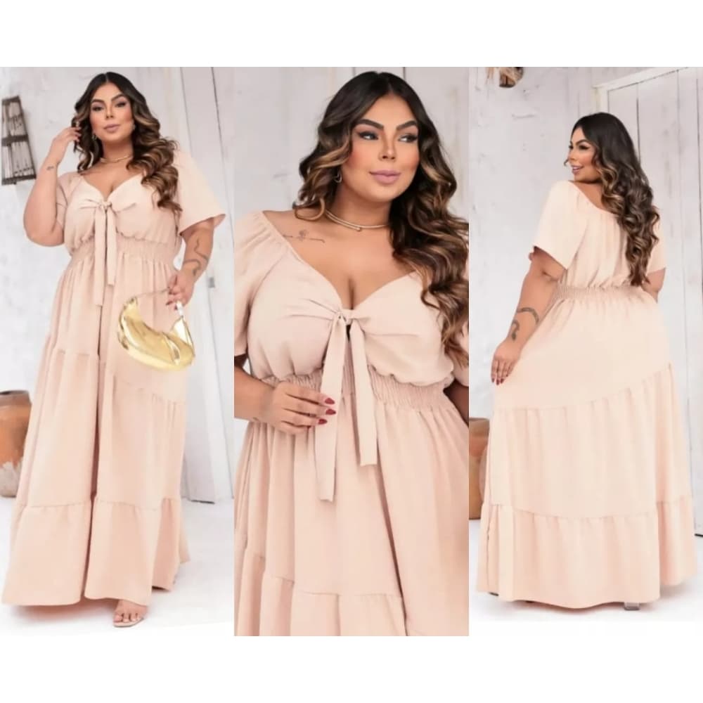 Vestido feminina Plus Size Blogueira Manga Longo Ate 58 Linha Premium