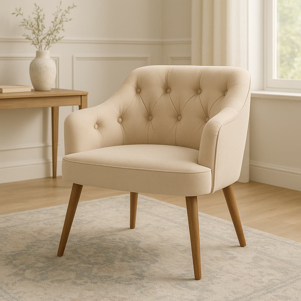 Poltrona Decorativa Rubi Veludo Luxo Encosto Capitonê Pés Madeira Sala Estar Quarto Recepção