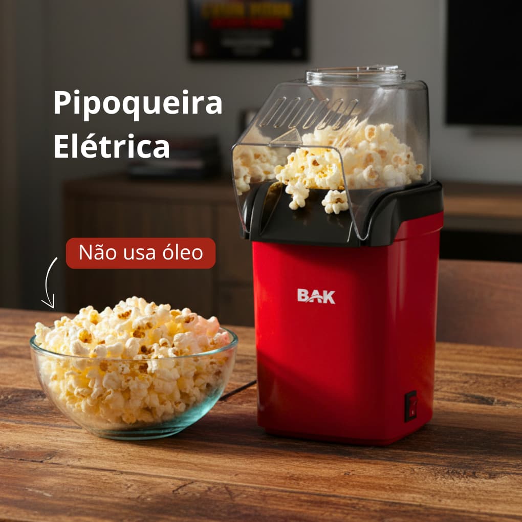 Pipoqueira Elétrica Ar Quente Máquina Fazer Pipoca Sem Óleo Bak - 110v