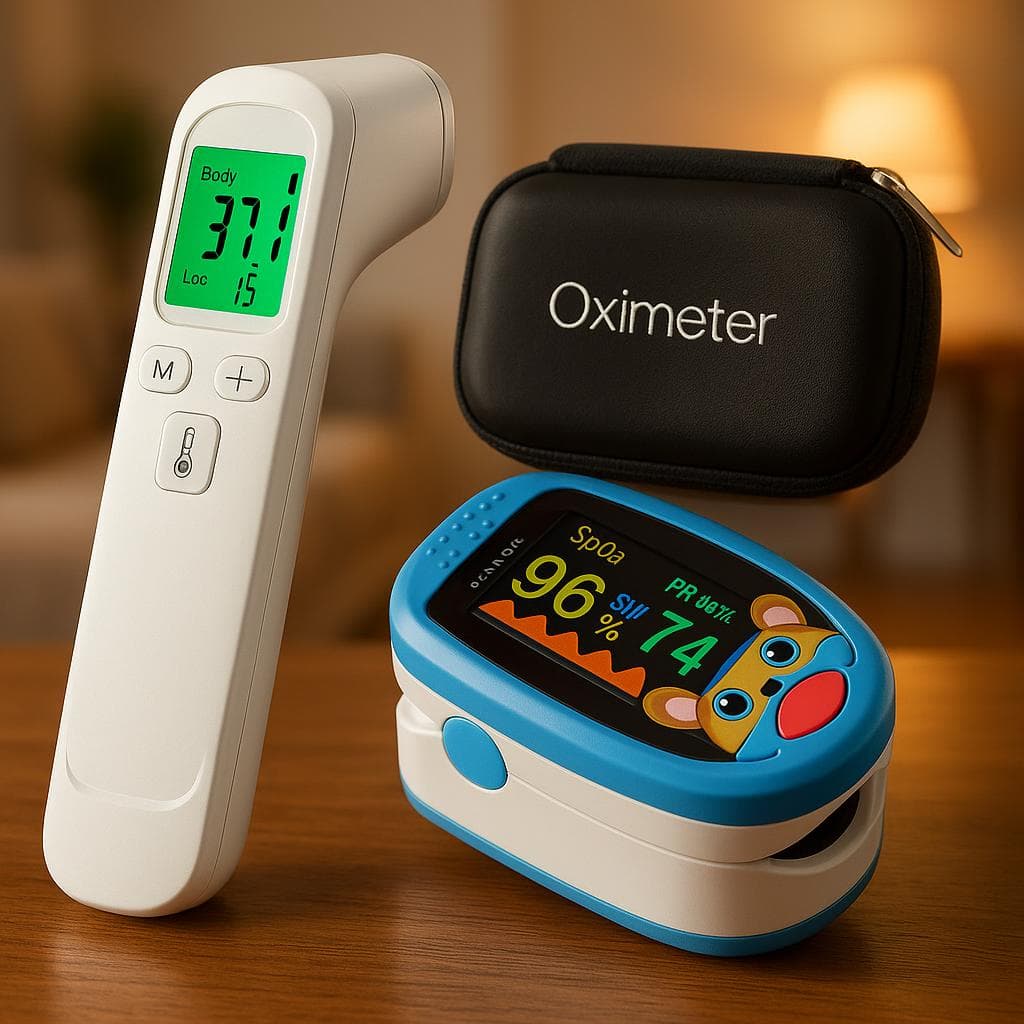 Oximetro Infantil e Termômetro Digital e bolsa