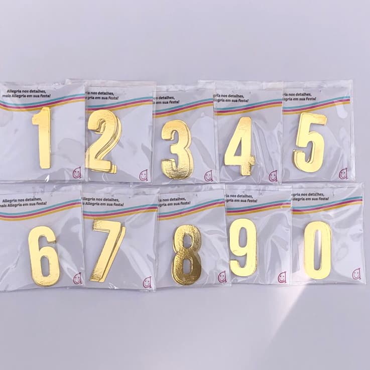 APLIQUE NÚMERO DOURADO 4CM - FEITO EM PAPEL - NÚMEROS ANIVERSÁRIO